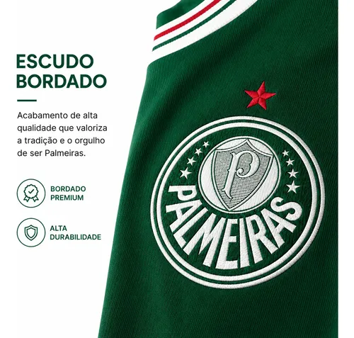 Escudo bordado do Palmeiras em detalhe